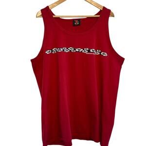 1990's  Hawaiian Legends Happy Shirts Hawaii Red Tank Top Surfing Floral USA